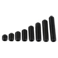 200Pcs M3 Set Screw, Carbon Steel Socket Cup Screw Kit, 8 Common Sizes Headless Hex Socket Screws Set for Fastening and Connecting Objects, Black Flat End