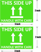 This Side Up Fluorescent Shipping Label Stickers-2" X 3" This Side Up Warning Stickers for Shipping and Packing-300