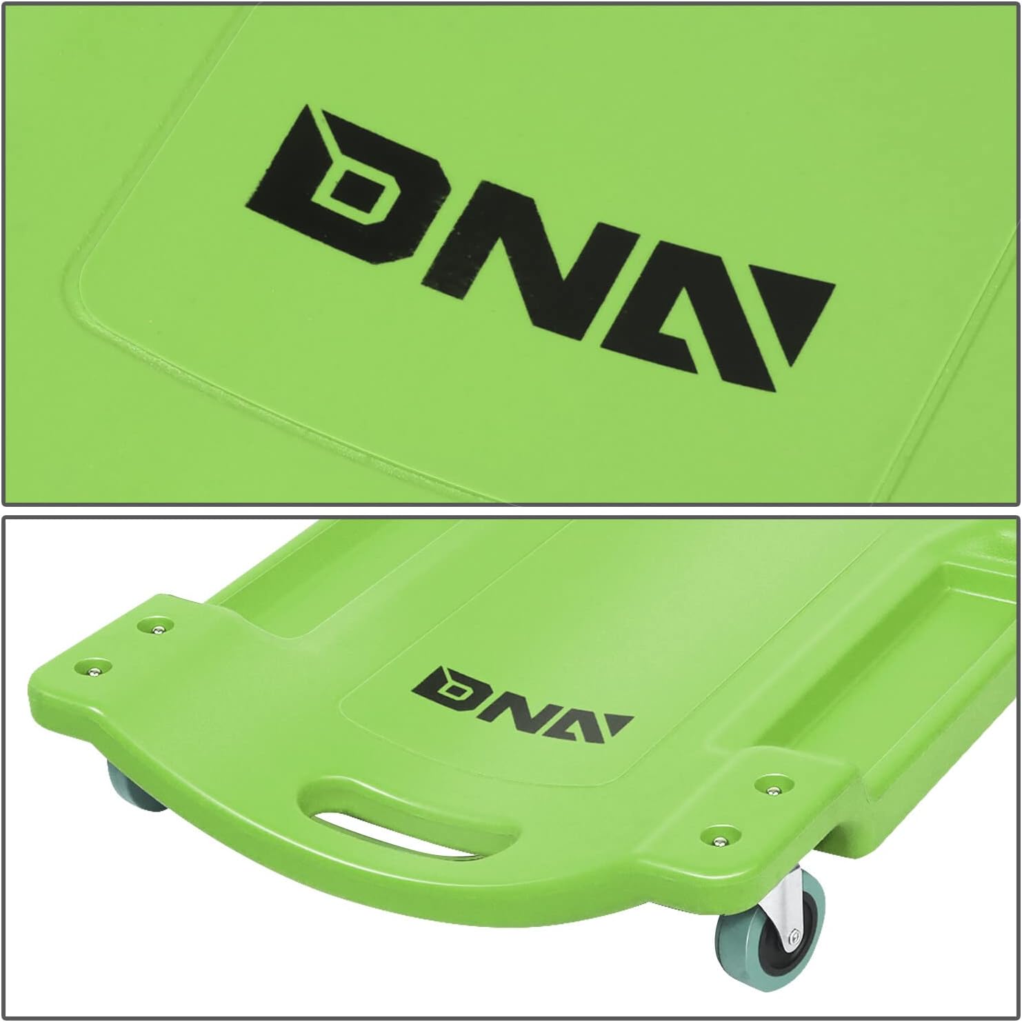 40Inch Low Profile Plastic Rolling Garage Shop Creeper with Padded Headrest,Tool Trays & 6pcs Casters,Green, TOOLS-00218