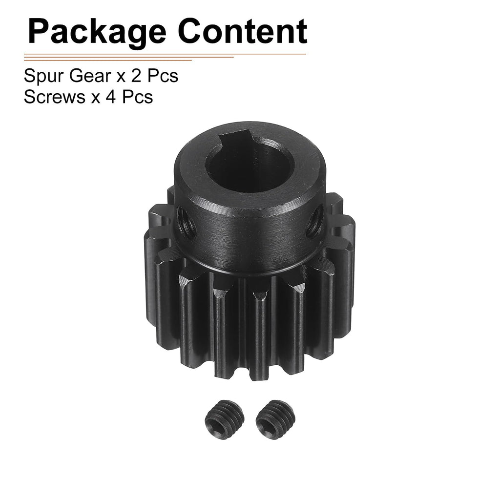 DTGN Spur Gear 1.5Mod 16 Teeth 15mm Thickness 10mm Bore 4x1.8mm Keyway 2Pcs