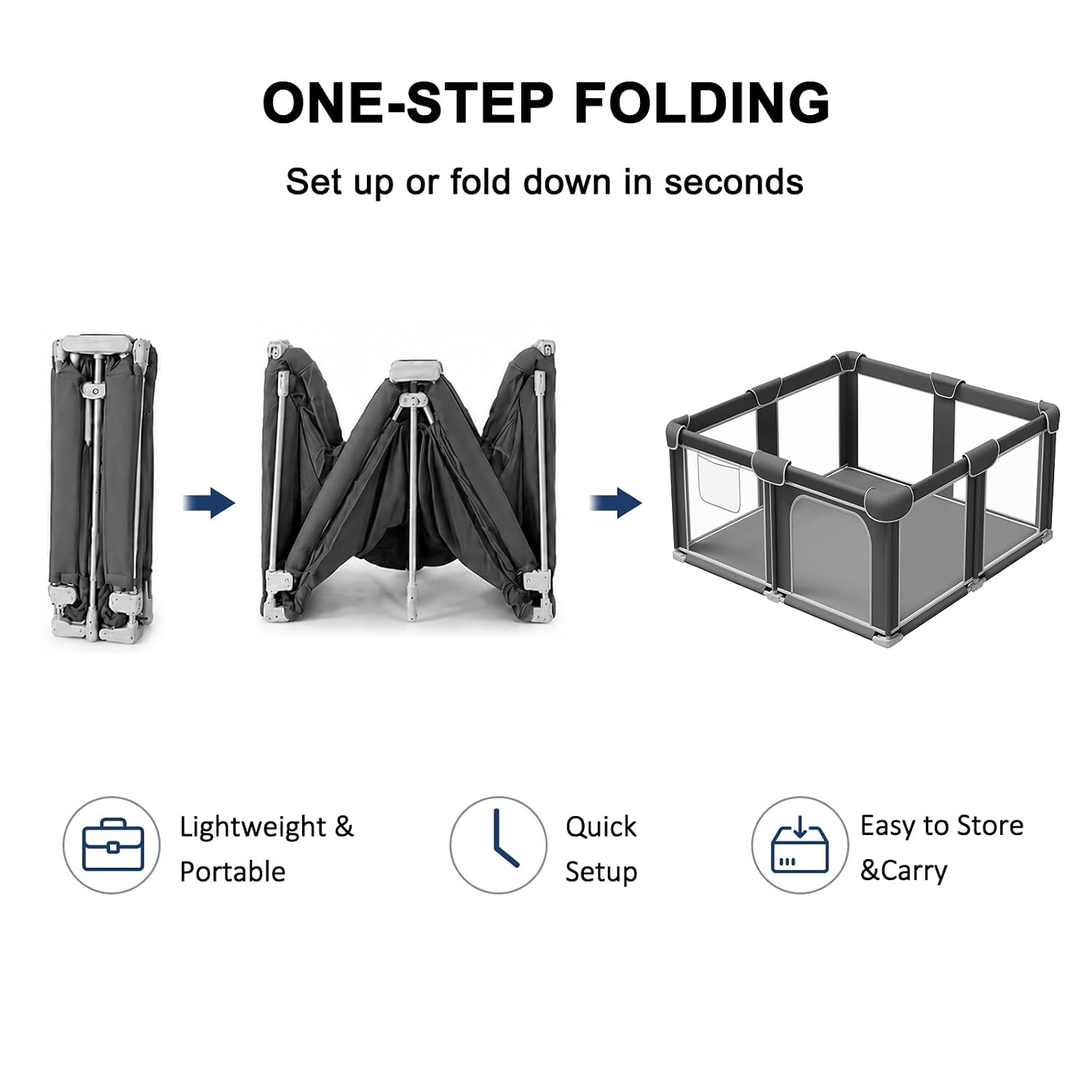 Foldable Playpen for Babies and Toddlers, 50"x50" Portable Play Yard with Mat, Kids Collapsible Play Pen with Sturdy
