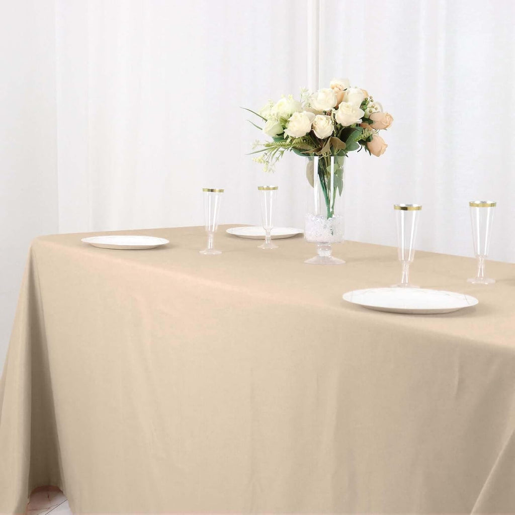 90x132 Nude Wholesale Rectangle Polyester Tablecloth Linen Wedding Party Restaurant Tablecloth