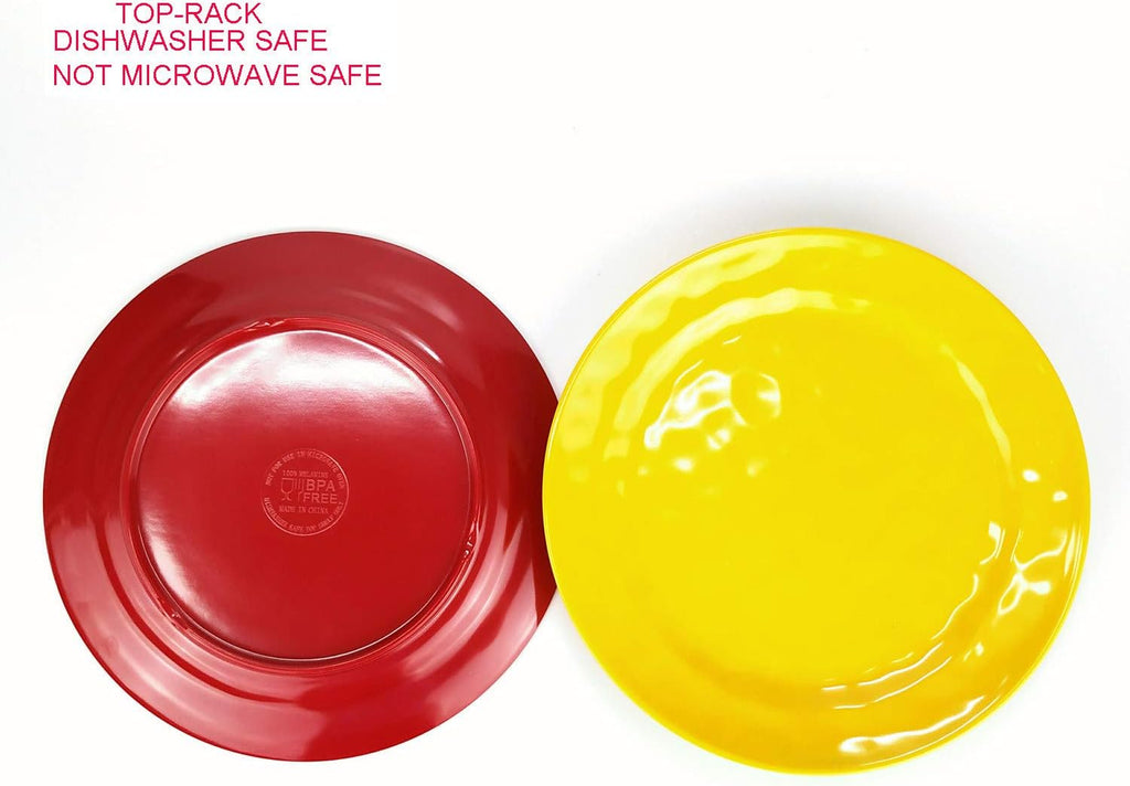 Melamine Plates set -10inch 12pcs 100% Melamine Dinner Plates for Everyday Use, Break-resistant and Lightweight