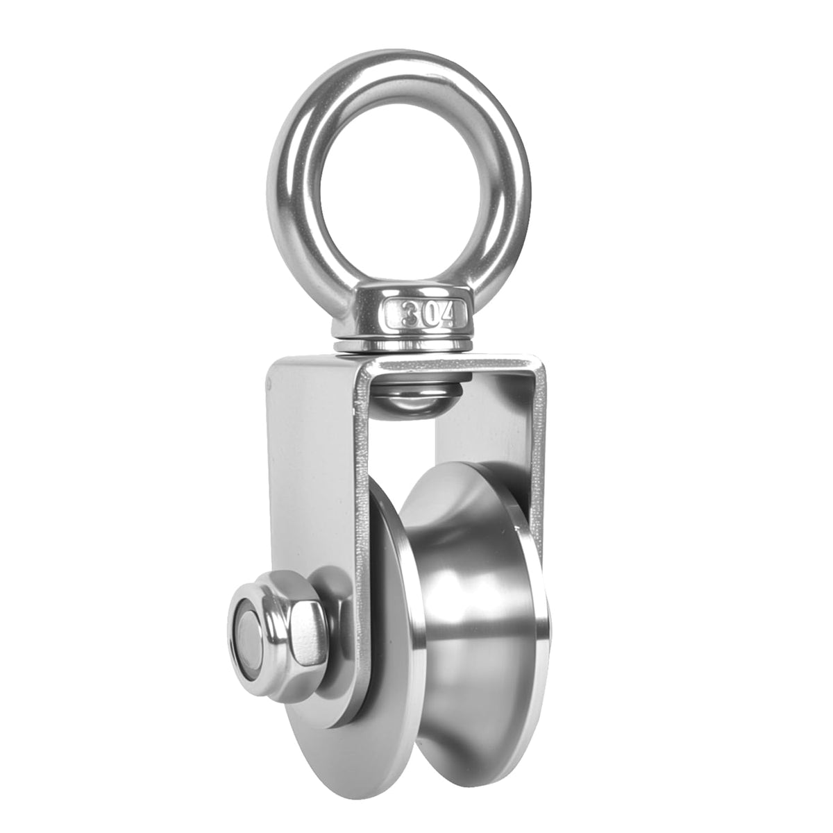 1 Pack 48mm U Groove Cable Pulley Wheel,304 Stainless Steel Swivel Pulley