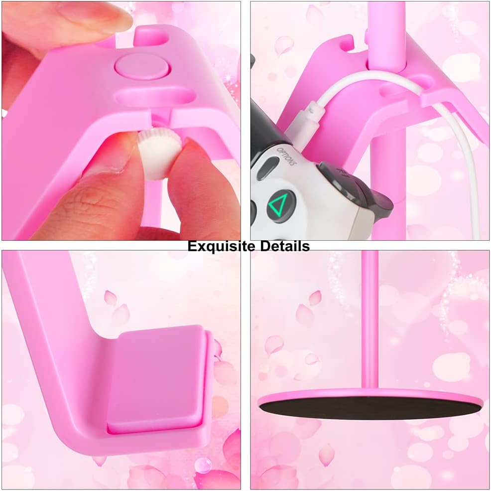 Controller Holder Pink,Headphone Stand,3 Tier Multi Adjustable Game Controller Headset Hanger for All Universal