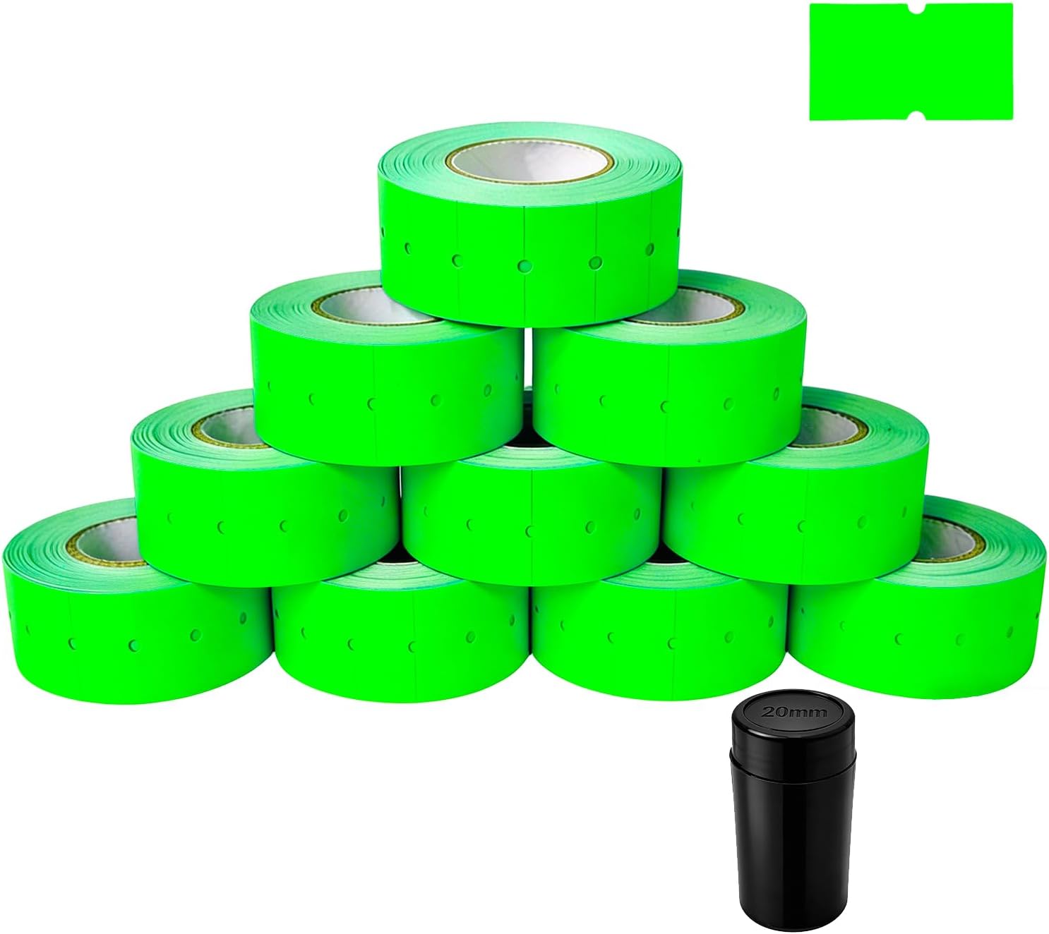 10,000 Bright Green Price Gun Labels (Blank) | Compatible with MX-5500 & NT5500, bright color, 10 rolls 1,000 labels