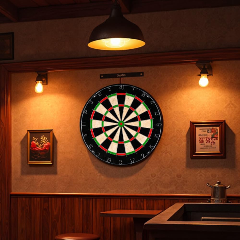 Hey Play Bristle and Metal Dart Board, 18” | Tournament Sized Indoor Hanging Number Target Game for Steel Tip Darts