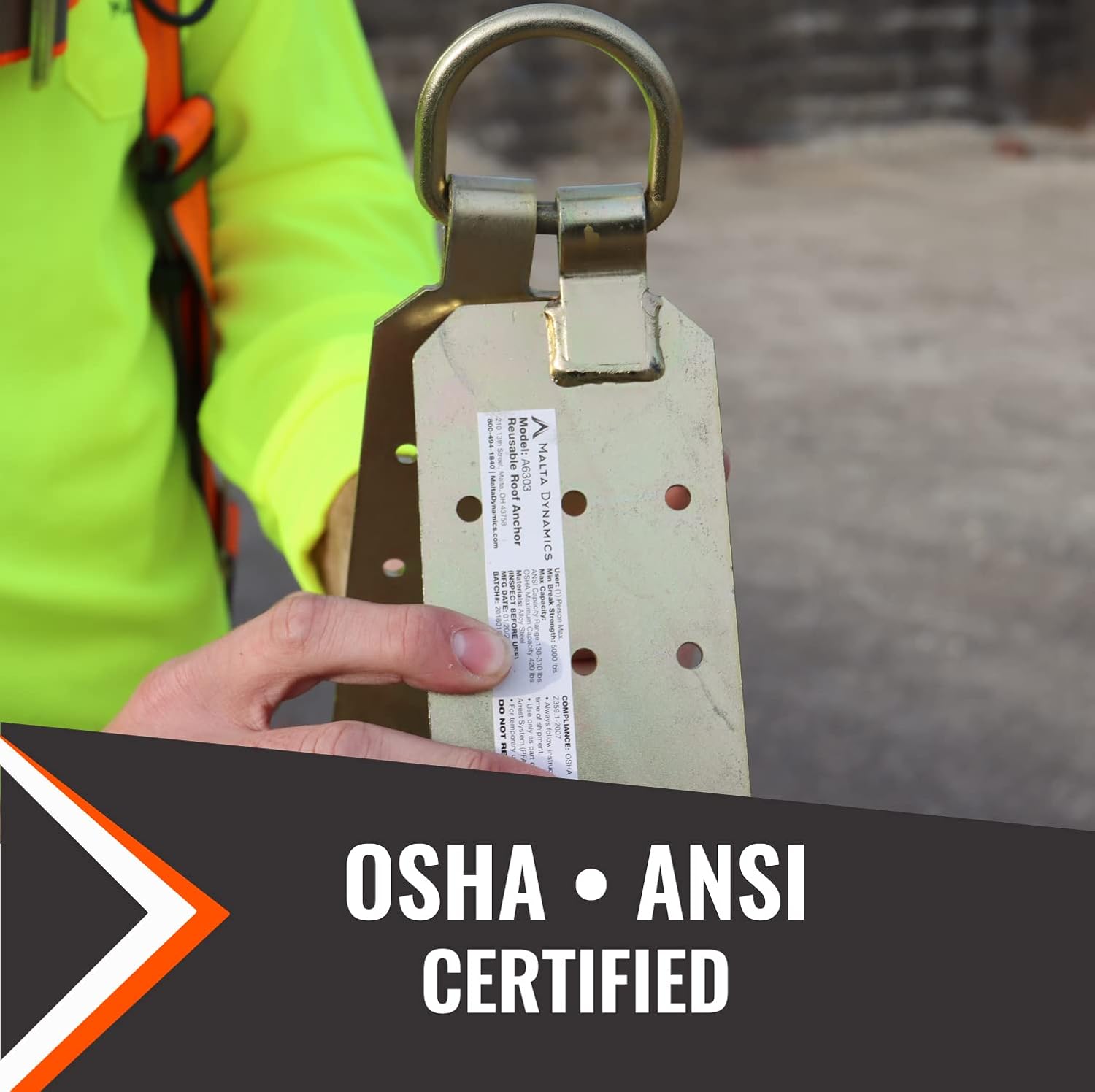 Reusable Roof Anchor 1PK – OSHA & ANSI Compliant Temporary Roof Fall Protection Anchor – Lightweight, Roof Safety