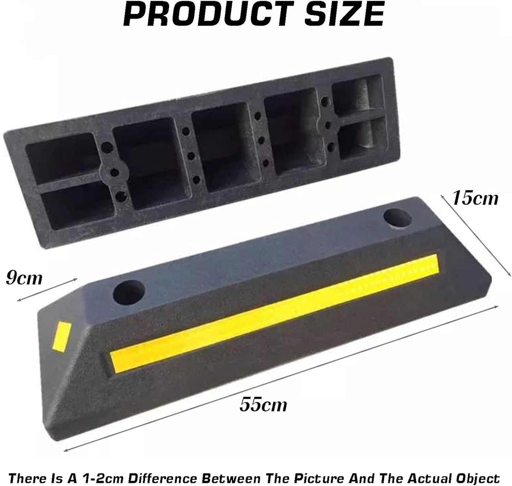 Friendly Parking Wheel Stops with Reflective Stripes,Ideal for Cars, Trucks, RVs, Trailers, and Garages, Best Curb
