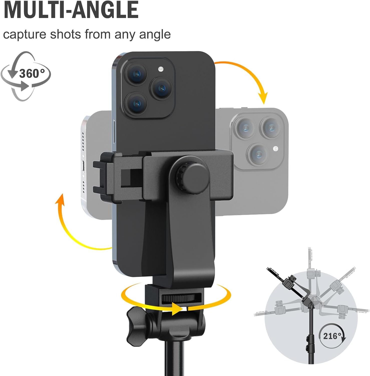 64” Tripod for Cell Phone & Camera, Phone Tripod with Remote and Phone Holder, Sturdy & Stable Height Adjustable