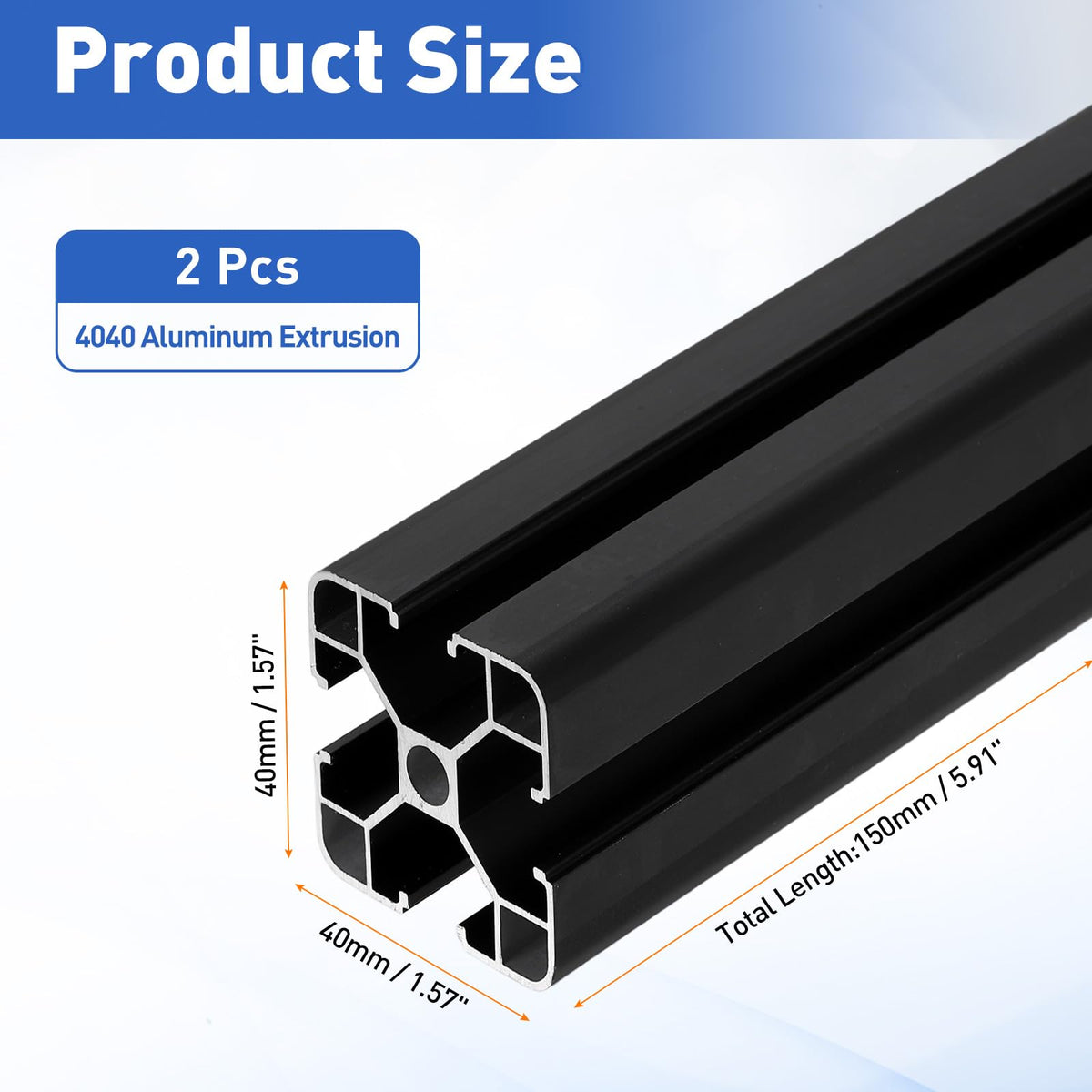uxcell 2Pcs 150mm 4040 Aluminum Extrusion Profile, Anodized Linear Rail