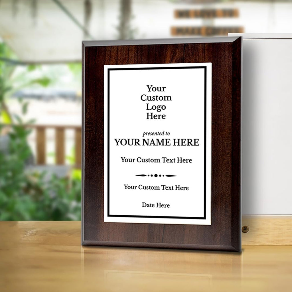 Custom Logo Wooden Award Plaque | Easel Mount Option | Upload Your Logo | Recognition of Achievement and Service