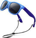 Kids Sunglasses Polarized UV400 TPE with Strap for Boys Girls RBK004 | Flexible rubber frame with UV protection and