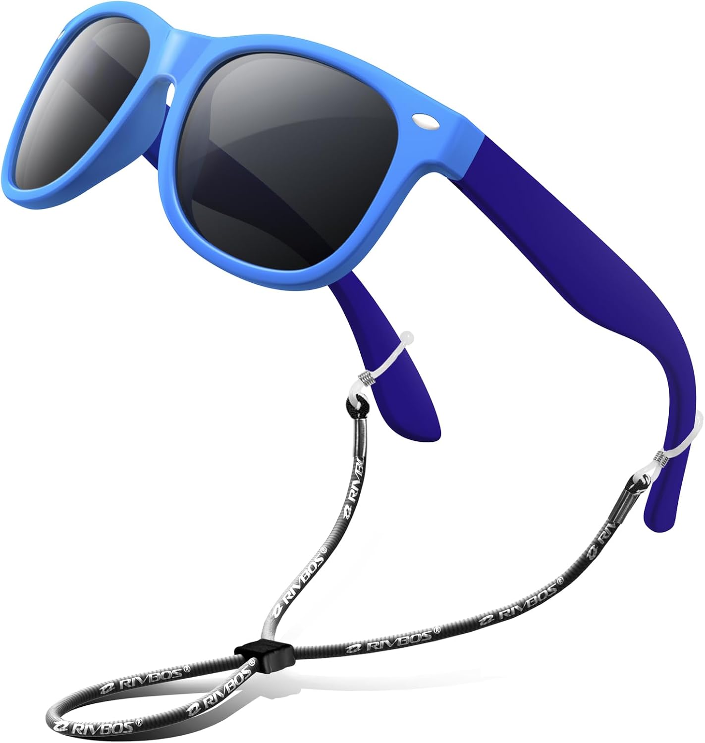 Kids Sunglasses Polarized UV400 TPE with Strap for Boys Girls RBK004 | Flexible rubber frame with UV protection and
