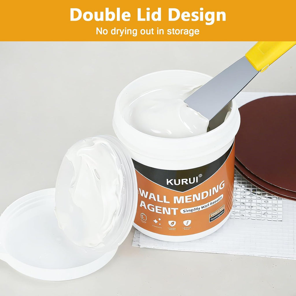 Drywall Repair Kit, 8.8oz Spackle Wall Repair Paste with Scraper, 6 Sandpaper Sheets & Self Adhesive Dry Wall Patch