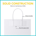 White Paper Bags with Handles, Large Shopping Bags 16x6x12, 50 Pack