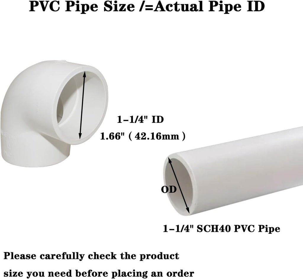 5PCS 1-1/4" 90 Degree Elbow PVC Pipe Fitting Adapter Coupling Connector Schedule 40 Slip (Socket x Socket) White Color