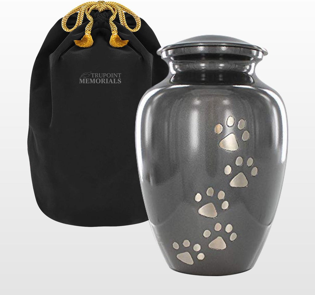 Pet Urn for Dogs and Cats Ashes, Paws Print Grey Cremation Urns for Pets - Grey, Small Up to 17lb