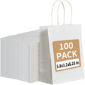 Recycled Small White Kraft Paper Bags with Handles