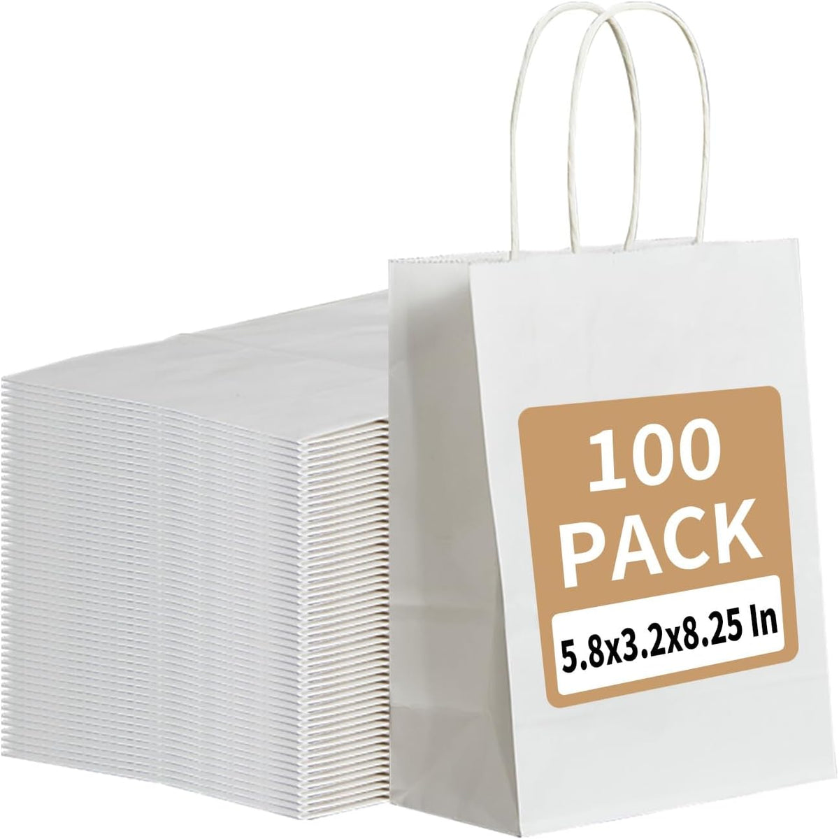 Recycled Small White Kraft Paper Bags with Handles