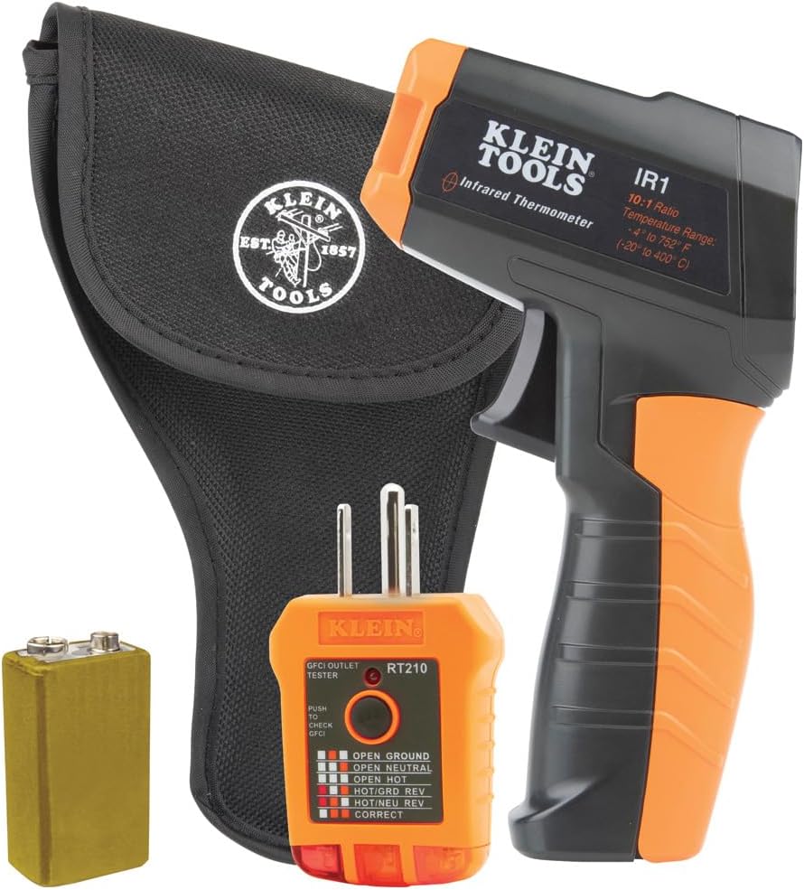Klein Tools IR Thermometer and GFCI Tester Kit with Magnetic Screwdriver Demagnetizer/Magnetizer