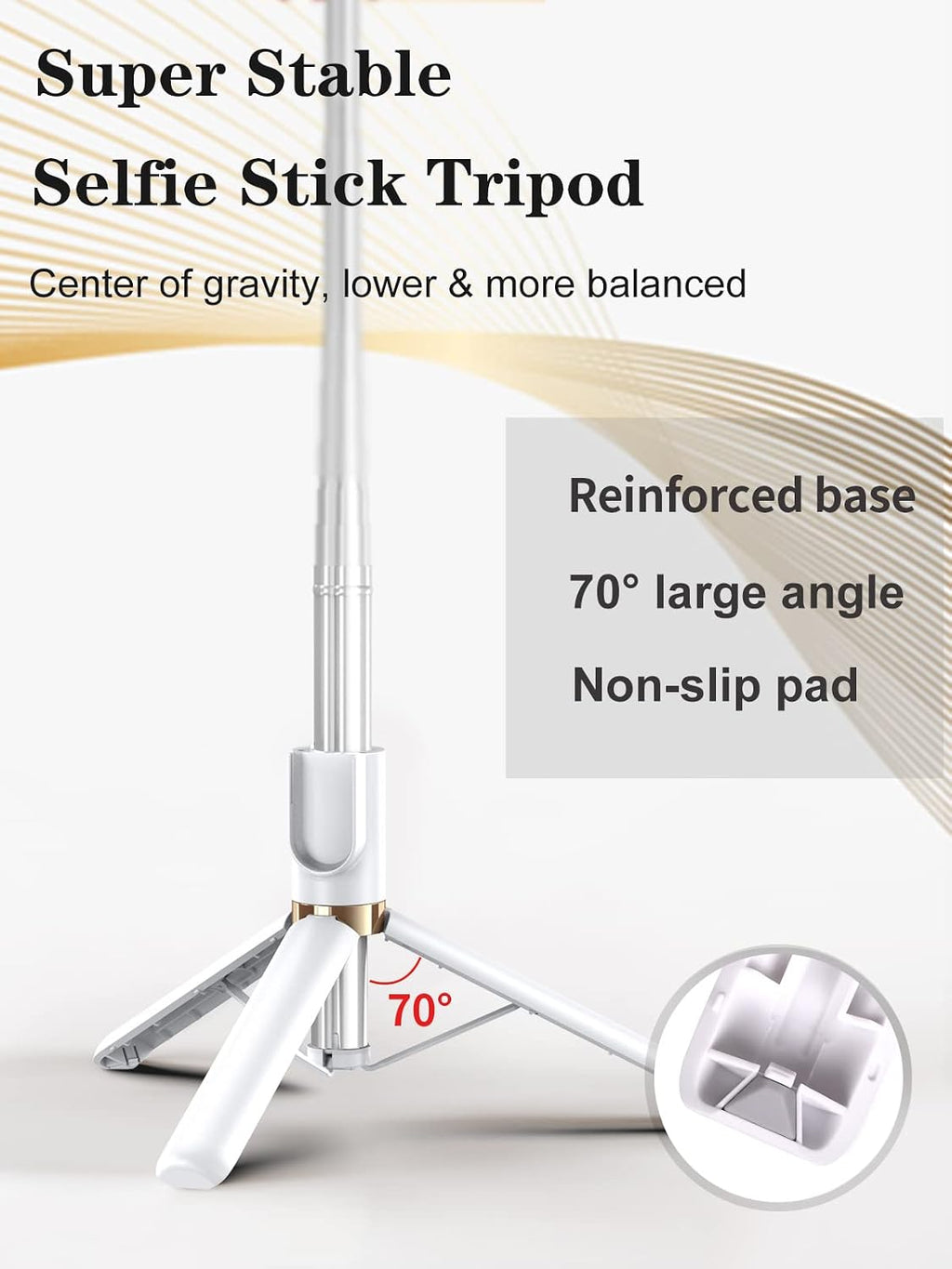 Selfie Stick Tripod with Wireless Remote, 46'' Cellphone Selfie Stick Tripod with LED Fill Light, for iPhone