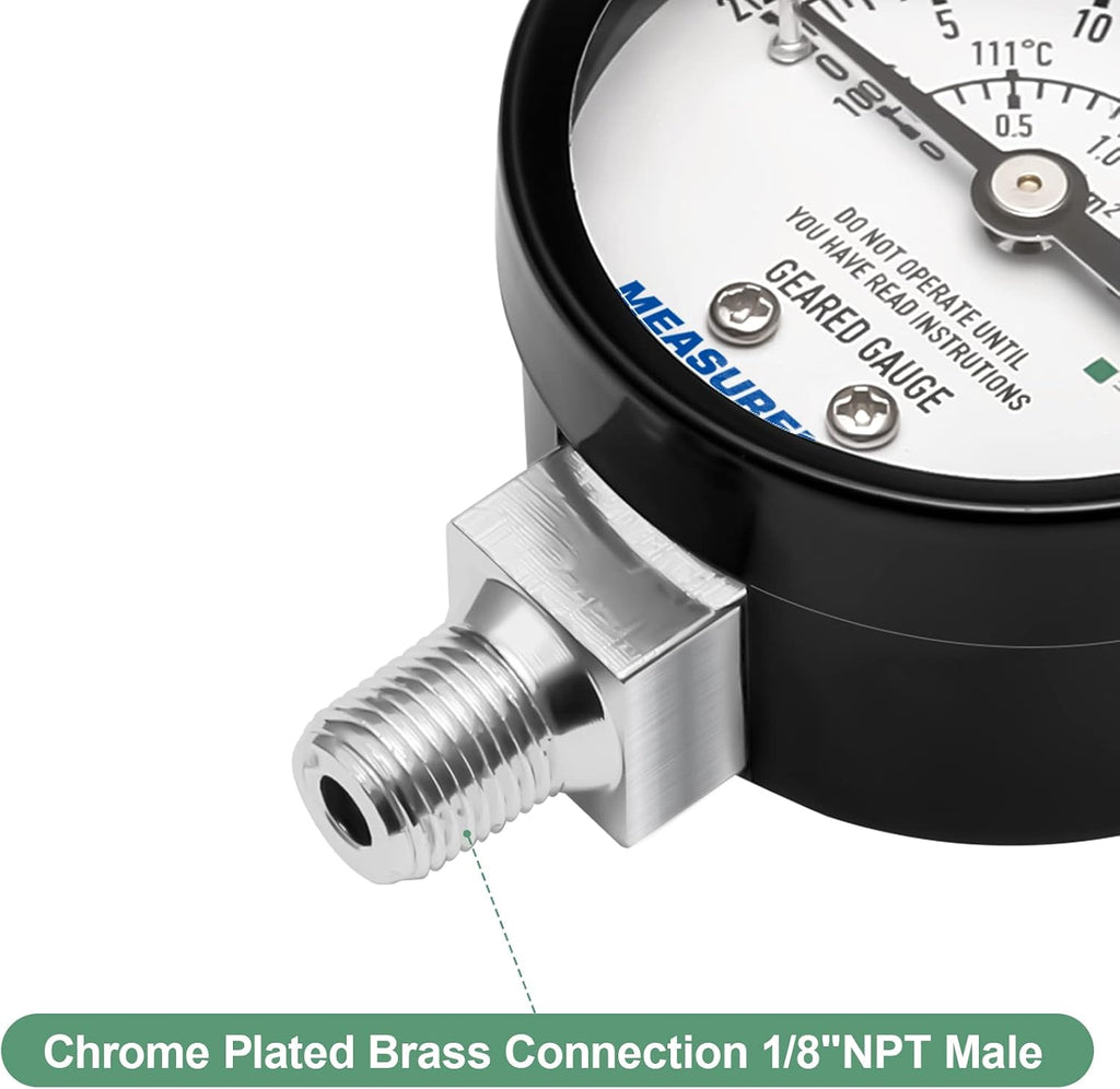 Black Steel Pressure Cooker Gauge, Pressure Canner Gauge, Steam Pressure Gauge, 2" Dial, Lower Mount, Including