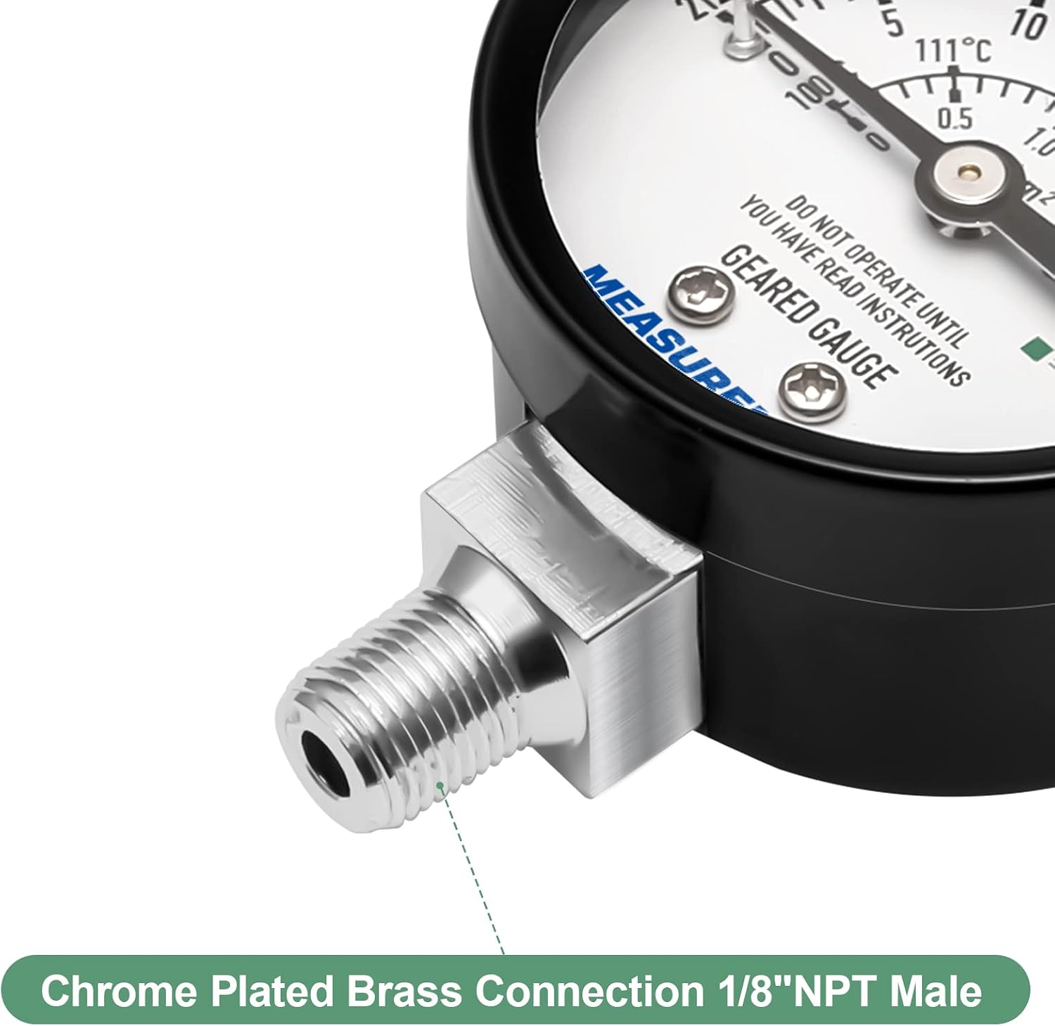 Black Steel Pressure Cooker Gauge, Pressure Canner Gauge, Steam Pressure Gauge, 2" Dial, Lower Mount, Including