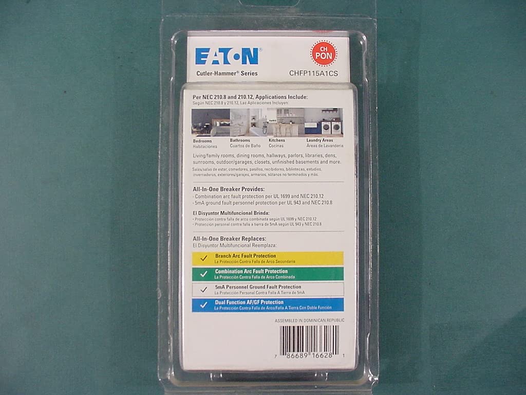 Eaton CHFP115A1CS 15 Amp All in One AF/GF Plug-On-Neutral Breaker