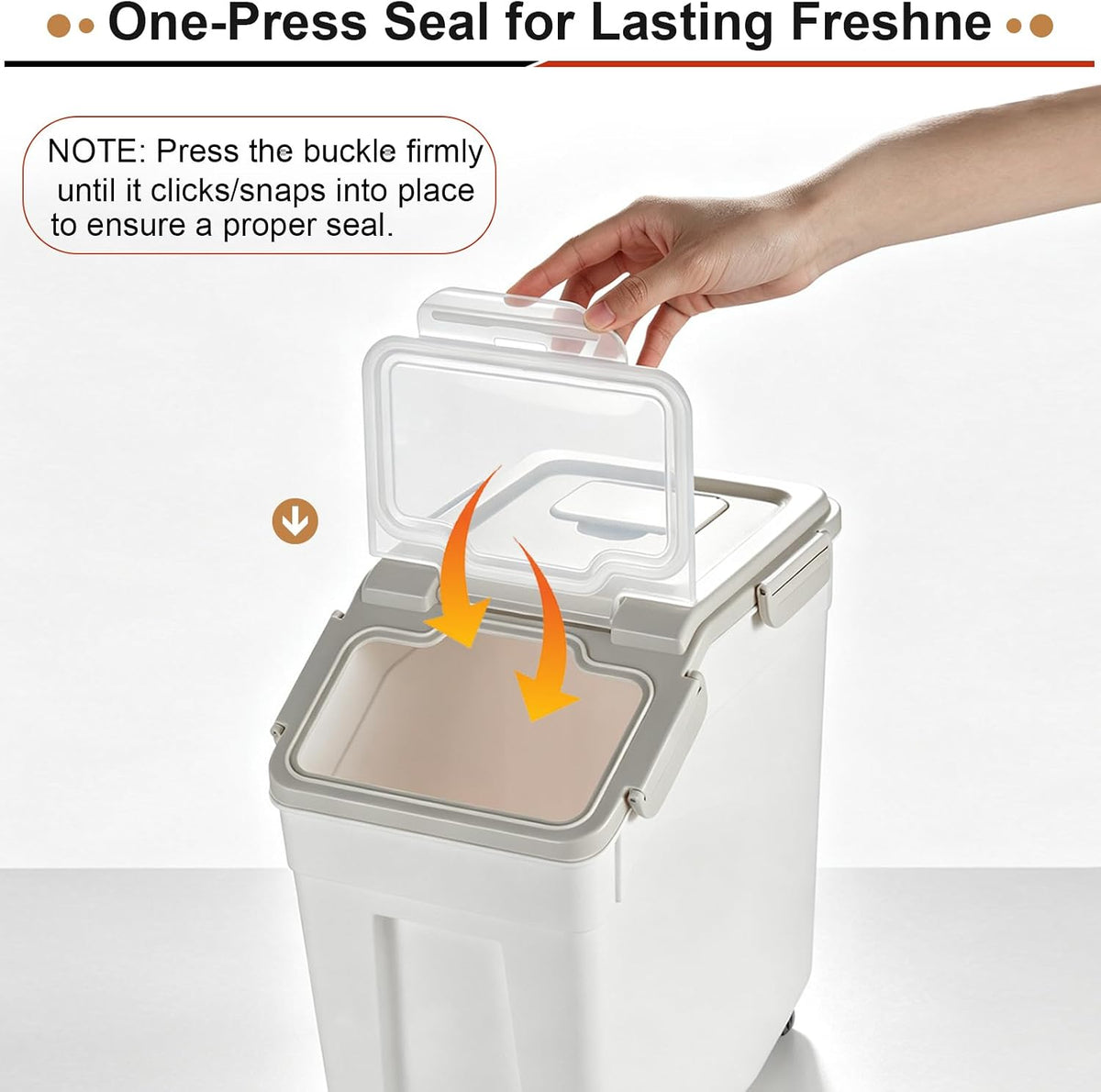 2 Pack 50lb Flour & Rice Storage Container, Rice Bucket (Grey)