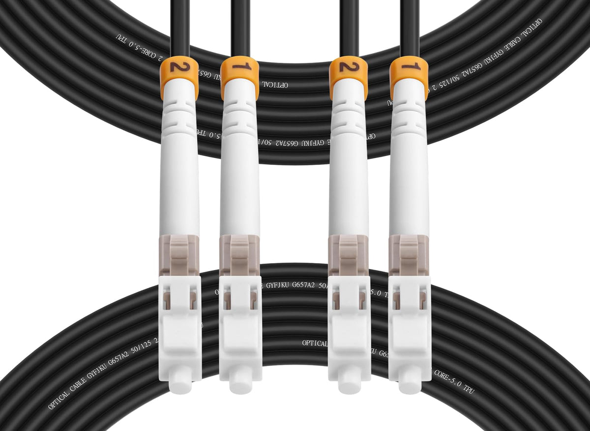 Outdoor LC to LC OM3 Fiber Patch Cable Multimode TPU, 25M(82ft)