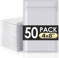 Bubble Mailers 4x8" 50 Pack Grey and White Padded Envelopes Mailers Waterproof Usable Size 4x7 Self-Seal Padded