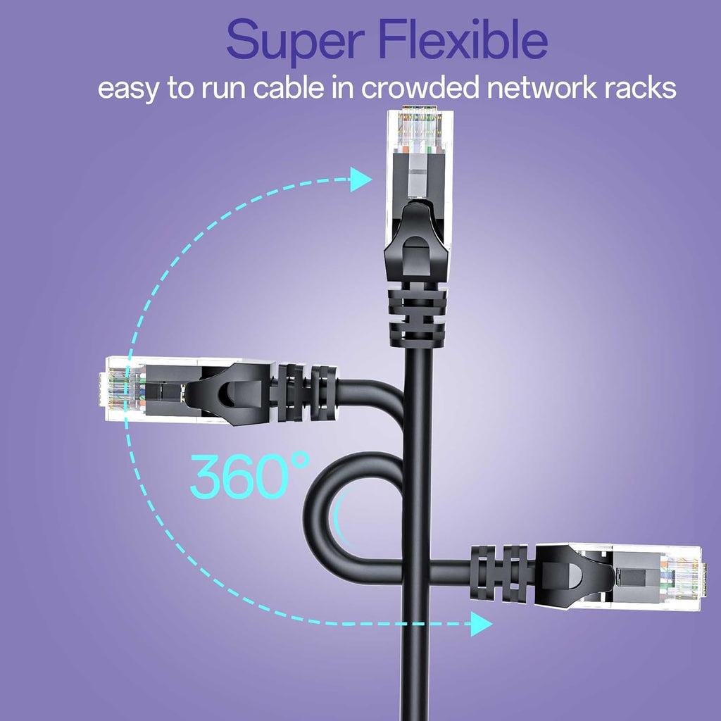 Cat 6 Ethernet Cable 50FT Outdoor&Indoor, Cat6 Ethernet Patch Cable 10Gbps, High-Speed UTP Cat6 Network Cable Pure
