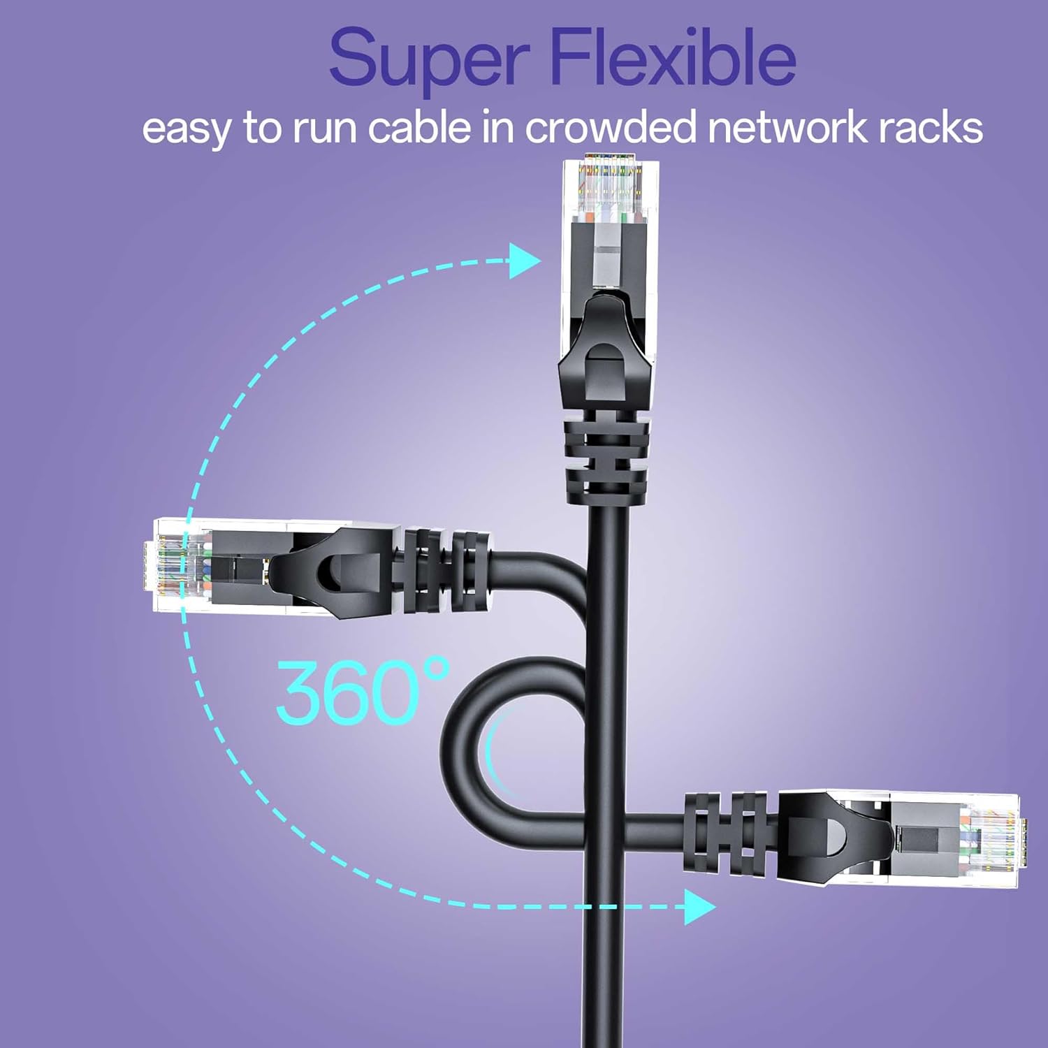 Cat 6 Ethernet Cable 50FT Outdoor&Indoor, Cat6 Ethernet Patch Cable 10Gbps, High-Speed UTP Cat6 Network Cable Pure