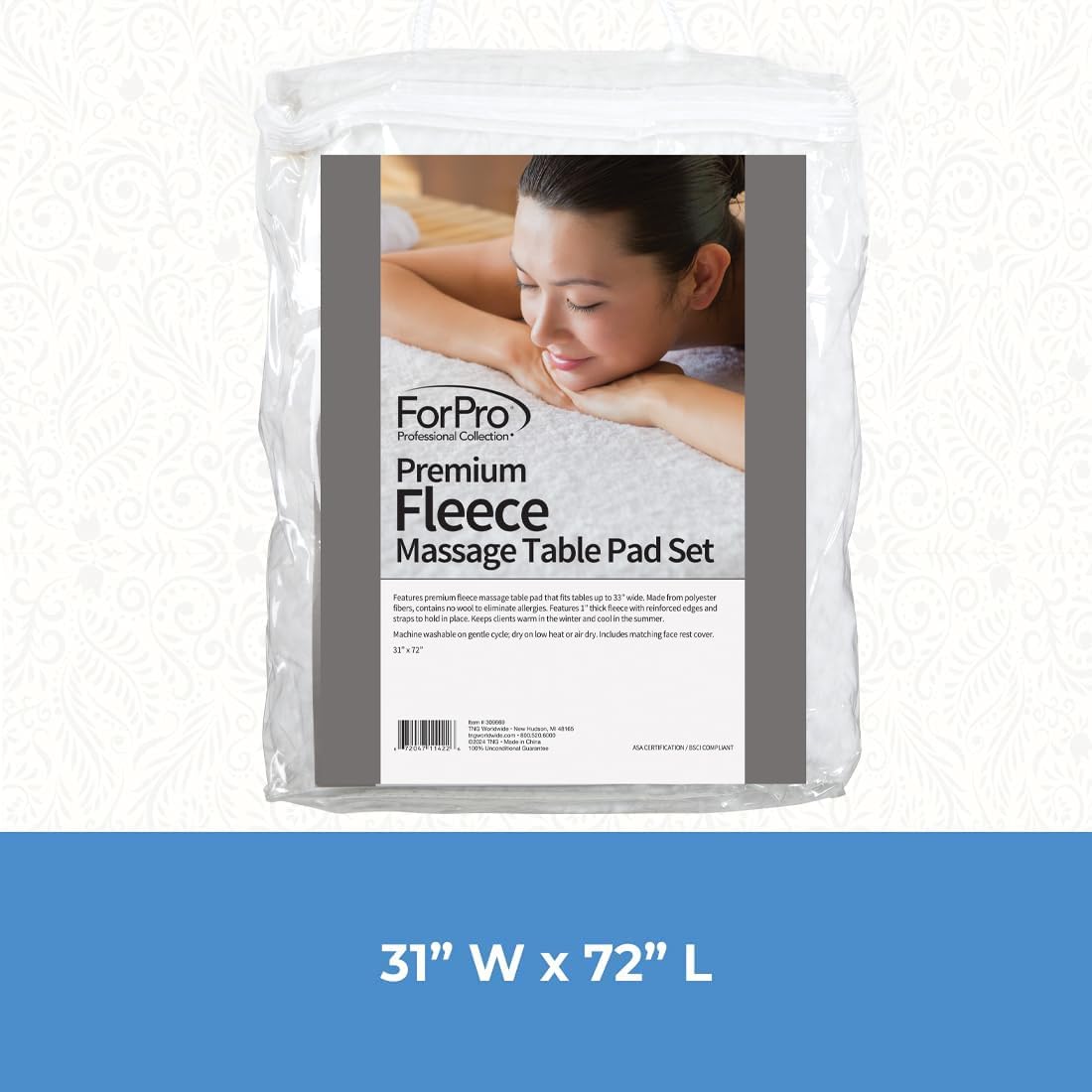 ForPro Premium Fleece Massage Pad Set, Extra Soft, Hypoallergenic, for Massage Tables, Includes Pad and Face Rest