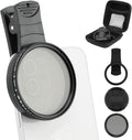 52MM Variable ND2-ND400 Filter, Clip-on Phone Lens ND Filter Kit Multi-Coated Adjustable Neutral Density Filter