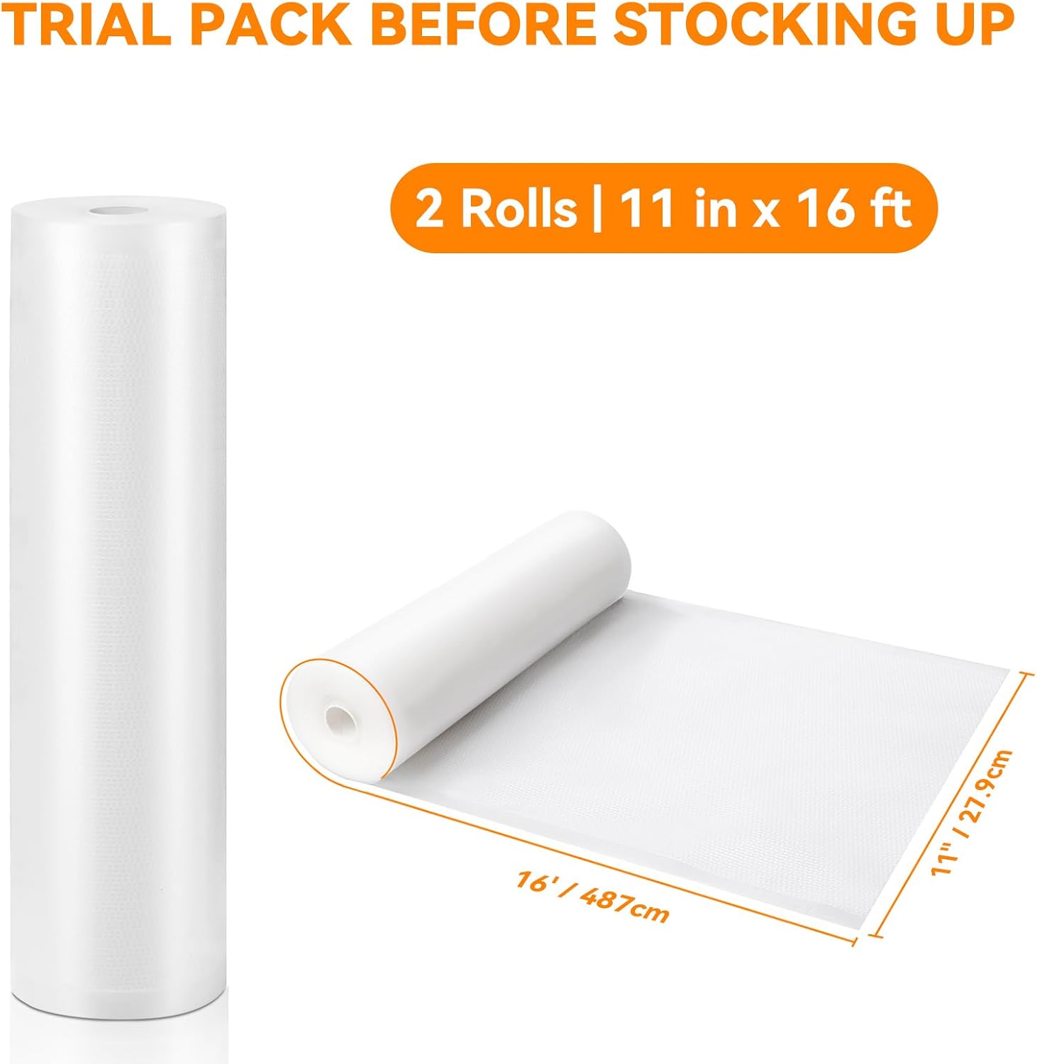 Vacuum Sealer Bags 11x16 2 rolls, for Food Saver, Suction Channel