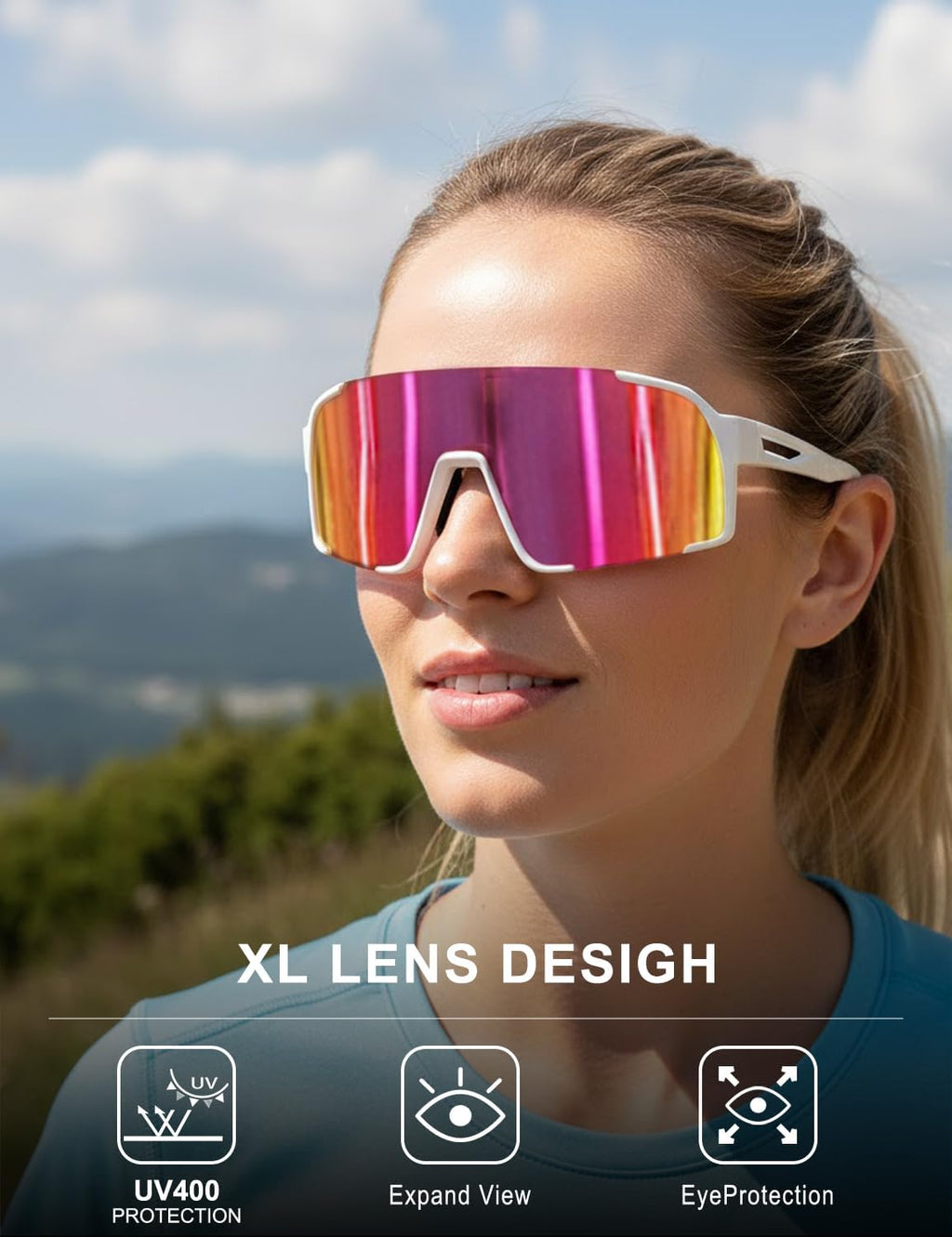 Sports Sunglasses for Men Women,Cycling Glasses UV Protection for Running Softball Volleyball Hiking