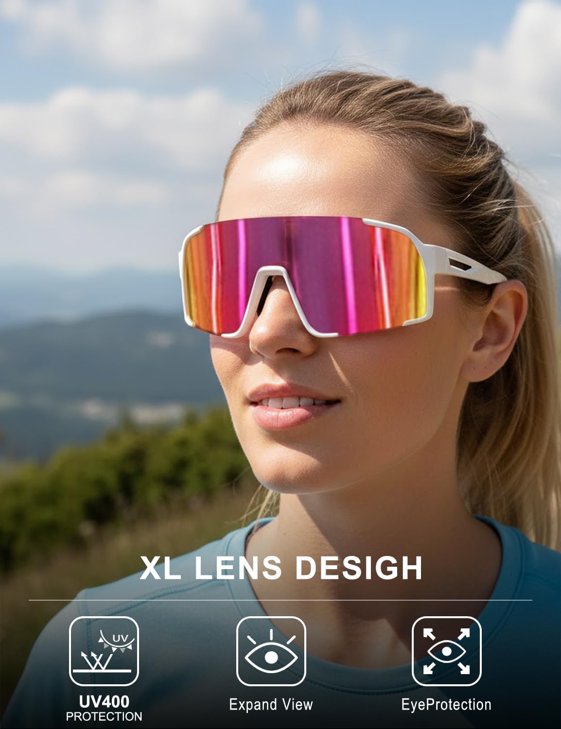 Sports Sunglasses for Men Women,Cycling Glasses UV Protection for Running Softball Volleyball Hiking