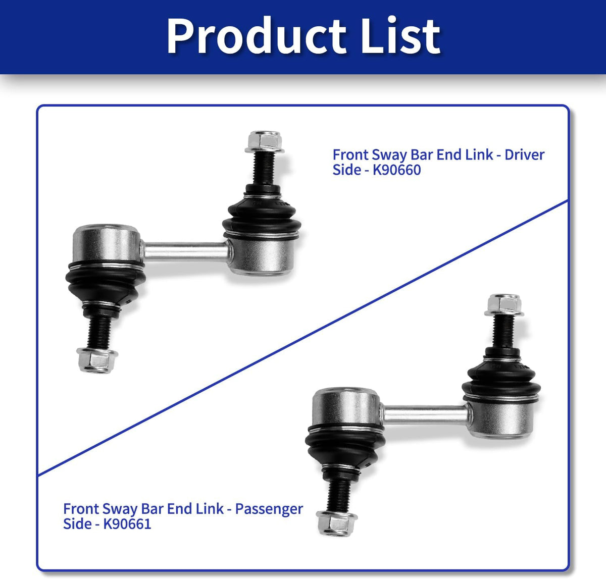 Sway Bar Links K90660 K90661, Front Stabilizer Bar Link Kits Compatible With Honda Accord 2003-2012 Crosstour 2010-2015 Acura TSX 2004-2014 - 2PCS K90456 K90457