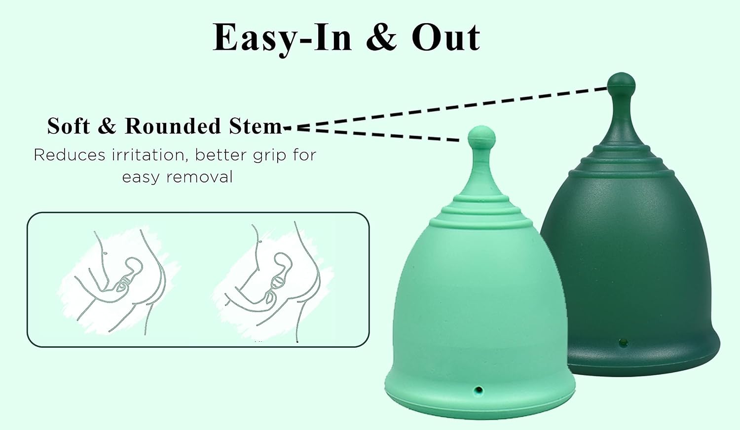 Reusable Menstrual Cups (Large) Set of 2 with Mini Box, Medical Grade Silicone, Coupe Menstruelle, Safe Period Cup