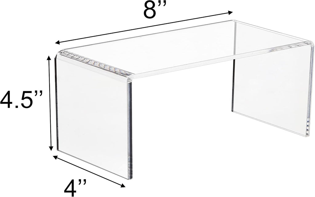 2-PC Large Clear 5mm Thick Acrylic Display Risers, 8x4x4.5 IN