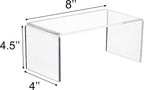 2-PC Large Clear 5mm Thick Acrylic Display Risers, 8x4x4.5 IN