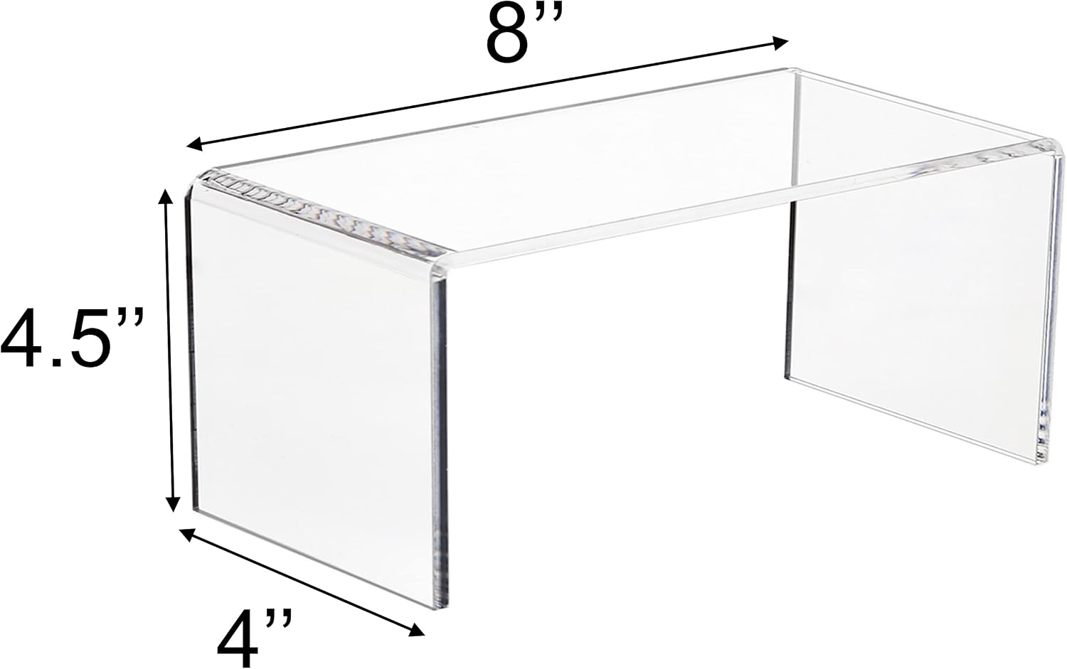 2-PC Large Clear 5mm Thick Acrylic Display Risers, 8x4x4.5 IN