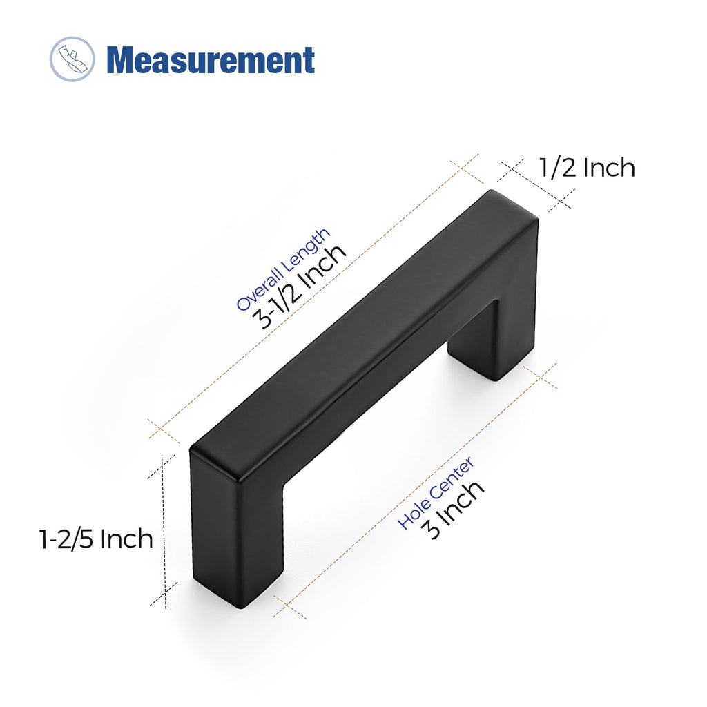 Matte Black Square Pulls Cabinet Handles,3 Inch,20 Pack