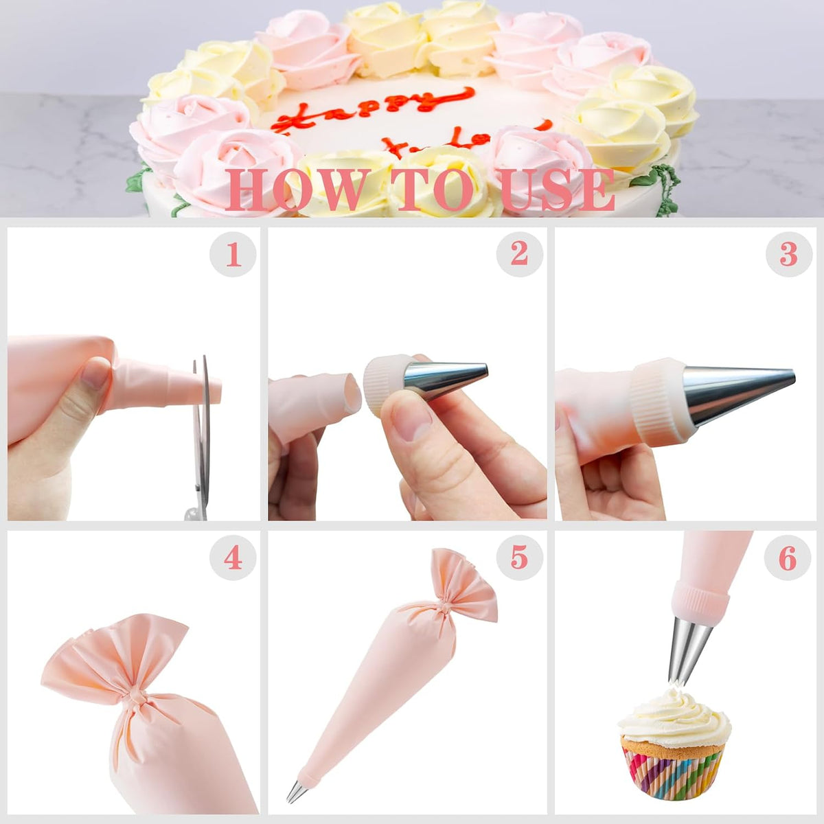 Cake Decorating Supplies Kit Tools 356pcs, Baking Accessories with Cake Turntable, Pastry Piping Bag, Piping Icing