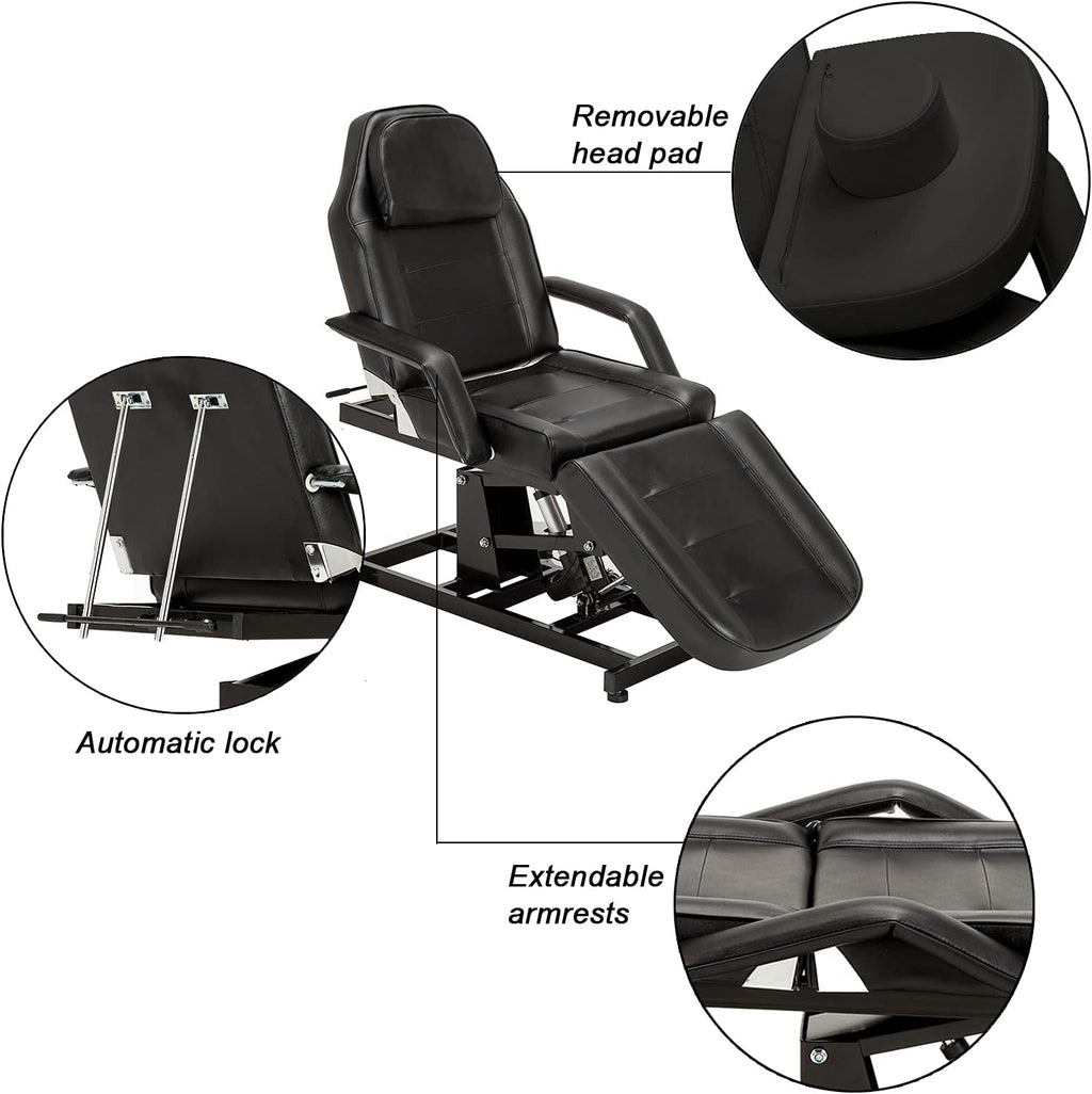 Electric Height Adjustable Tattoo Chair Massage Bed Black 0100