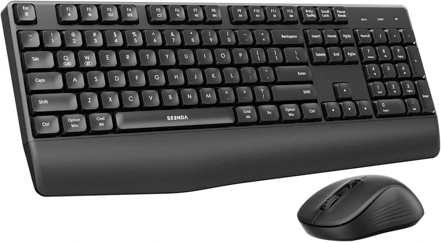 COE200 Wireless Bluetooth Keyboard and Mouse Combo with Wrist Rest | USB/Bluetooth multi-device switching, quiet keys