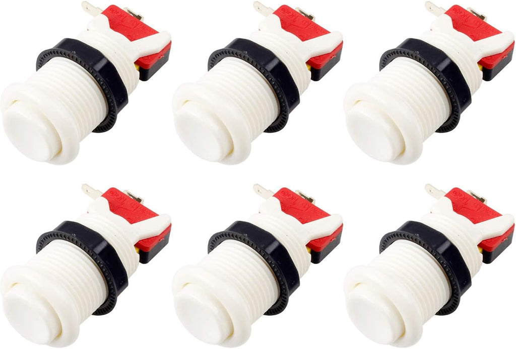 6X American Style Standard Arcade Buttons Switchable Happ Type 30mm Push Button 3/16" Terminal for Jamma Mame Kit