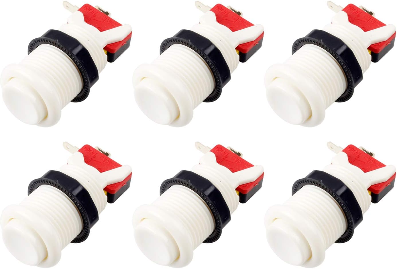 6X American Style Standard Arcade Buttons Switchable Happ Type 30mm Push Button 3/16" Terminal for Jamma Mame Kit